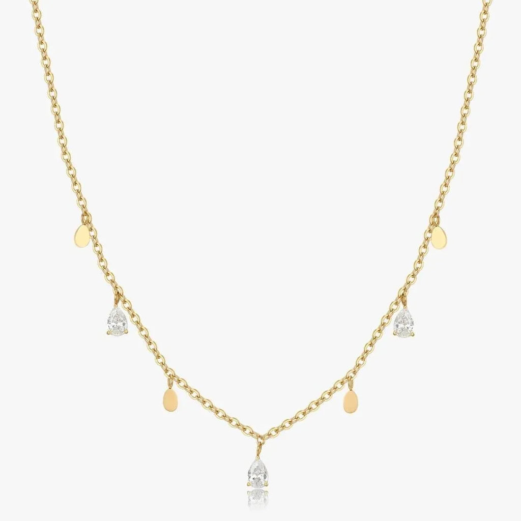 Evania Pear Cut Charm Necklace | Waterproof 18k Gold
