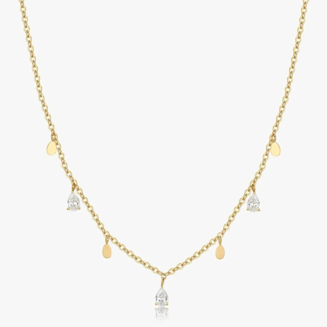 Evania Pear Cut Charm Necklace | Waterproof 18k Gold