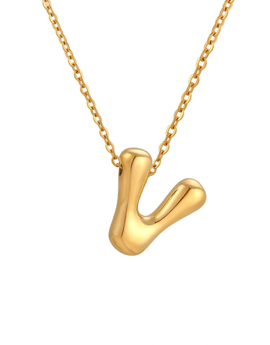 Siobhan Bubble Initial Letter Gold Necklace 45+5cm