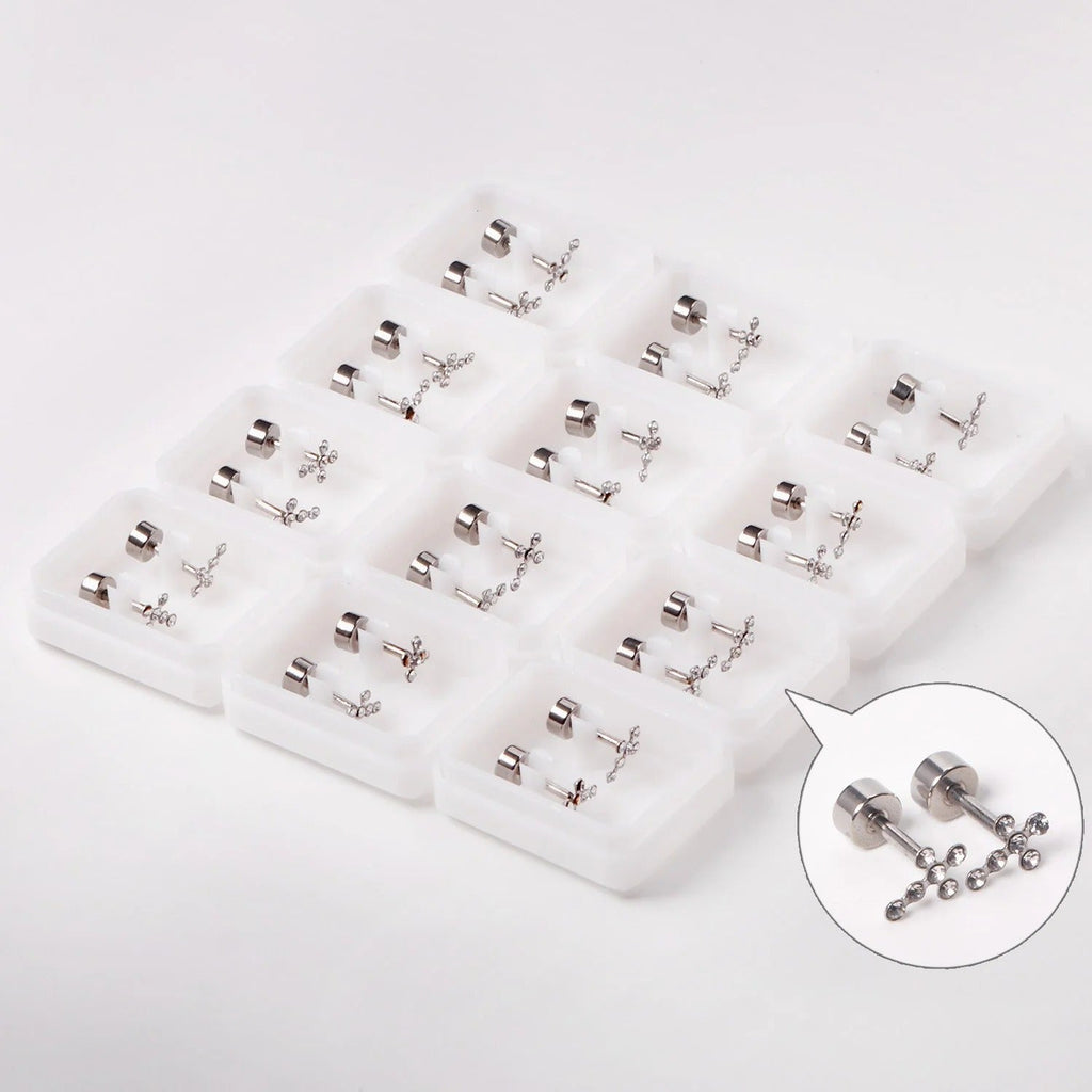 Camila CZ Cross Flat Back Studs
