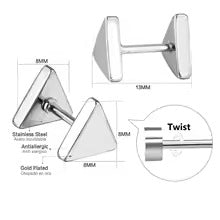 Mishie Triangle Flat Back Studs - Gold & Silver