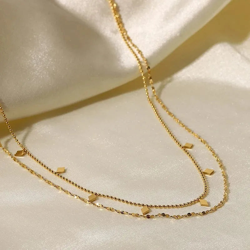 Bellamy Double Layer Necklace | Waterproof 18k Gold