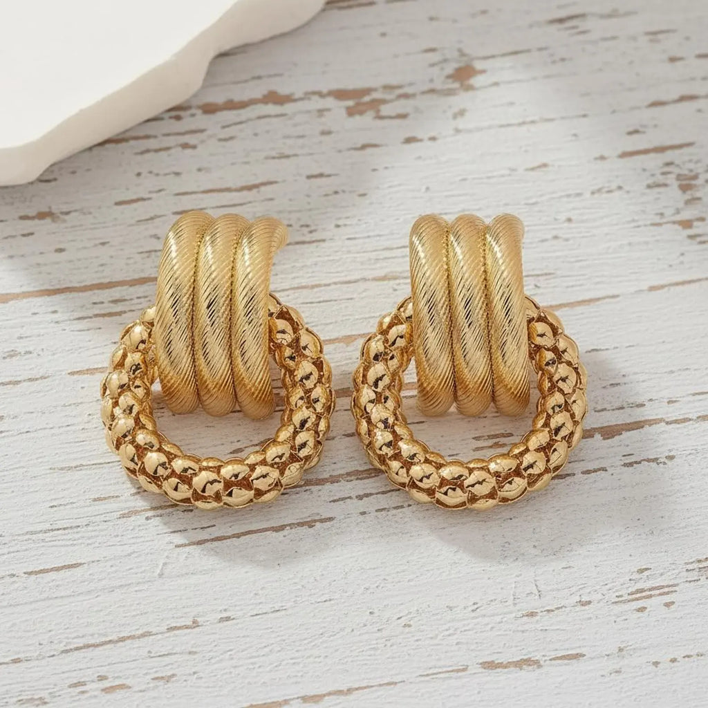 Beatrice Textured Stud Earrings | Waterproof 18k Gold