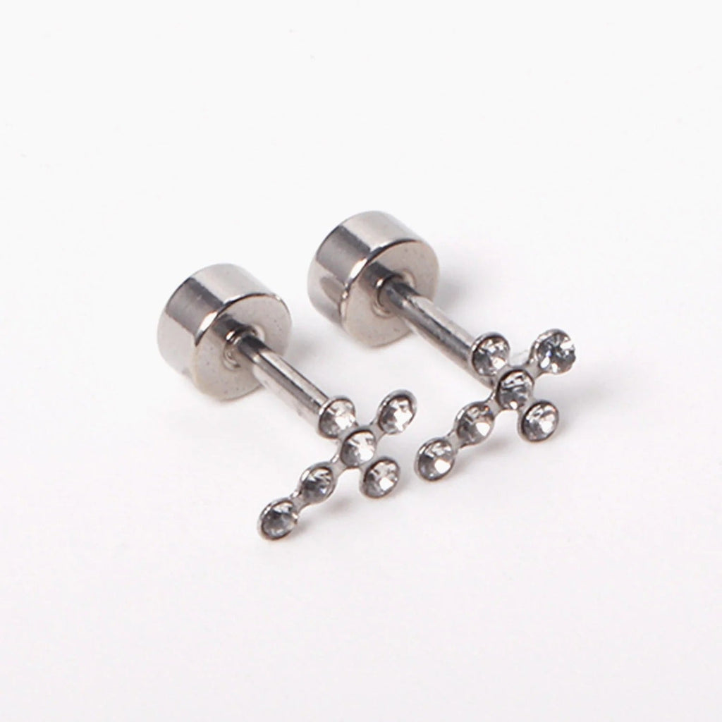 Camila CZ Cross Flat Back Studs