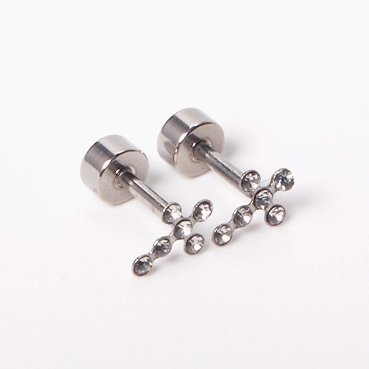 Camila CZ Cross Flat Back Studs
