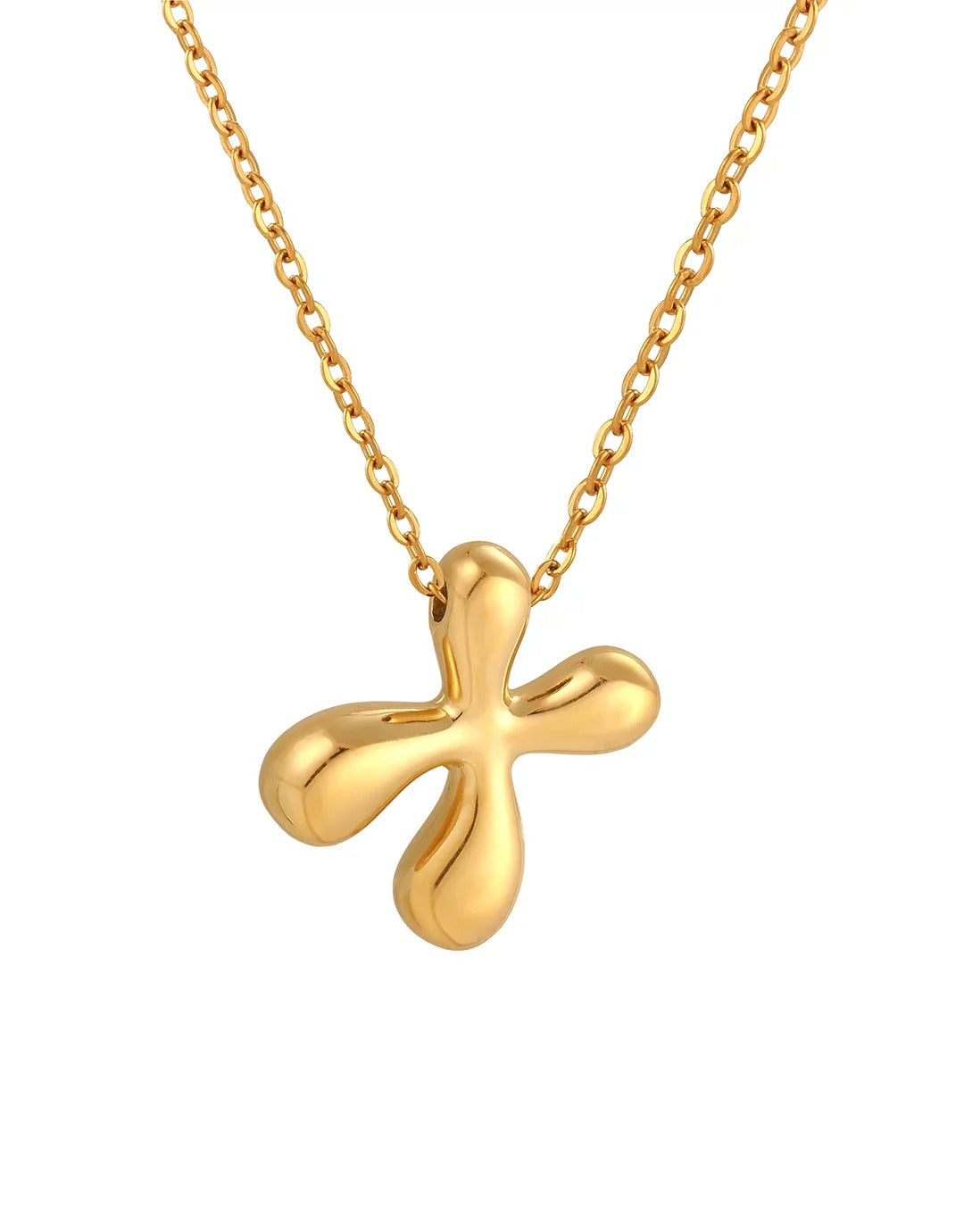 Siobhan Bubble Initial Letter Gold Necklace 45+5cm