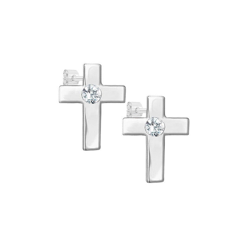 Allora Cross Faith Studs | Waterproof 18k Gold & Silver