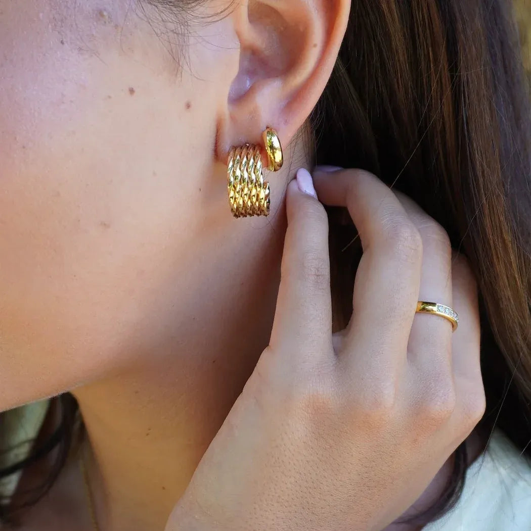 Brielle Textured Hoop Earrings | Waterproof 18k Gold