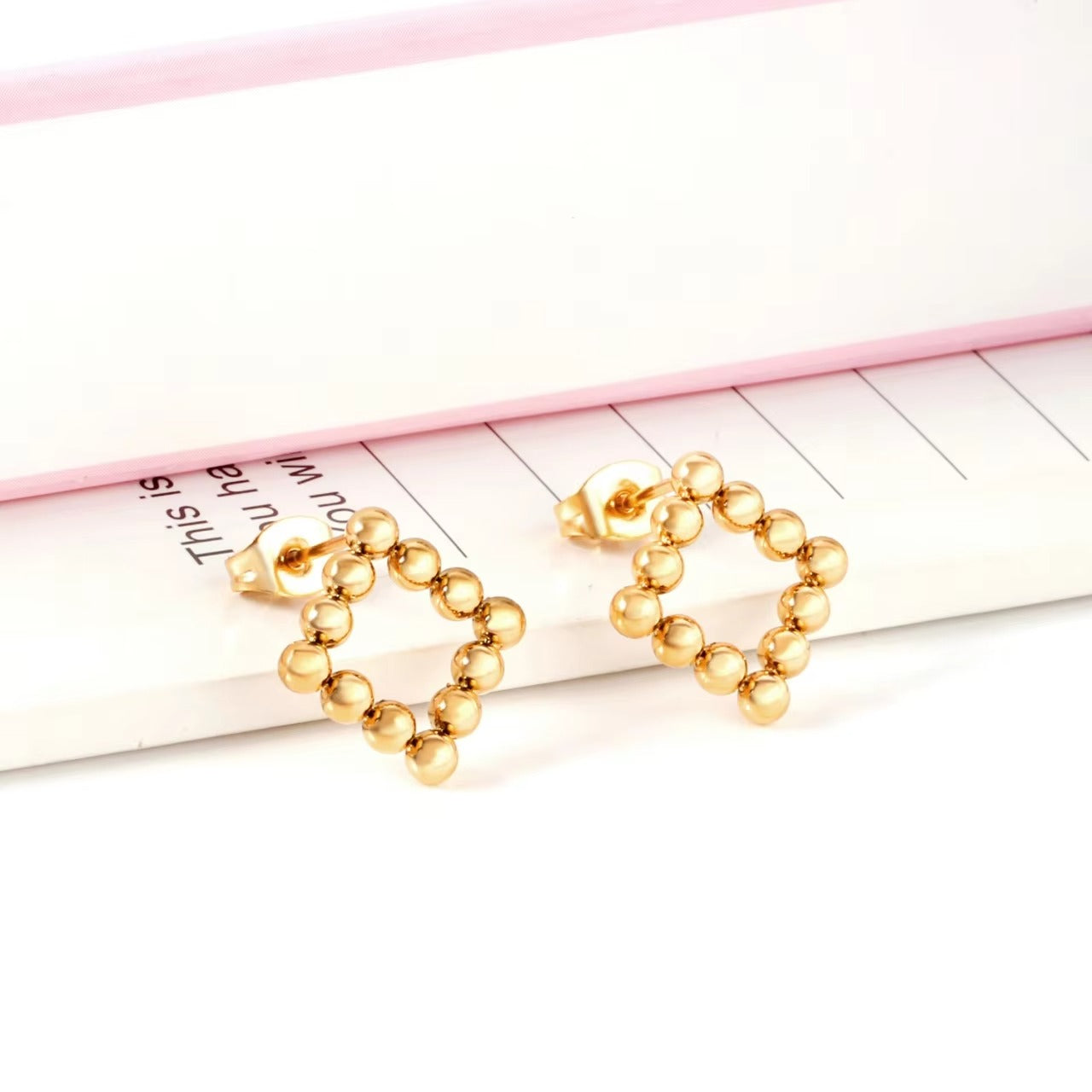 Joana Beaded Geometric Studs | Waterproof 18k Gold & Silver