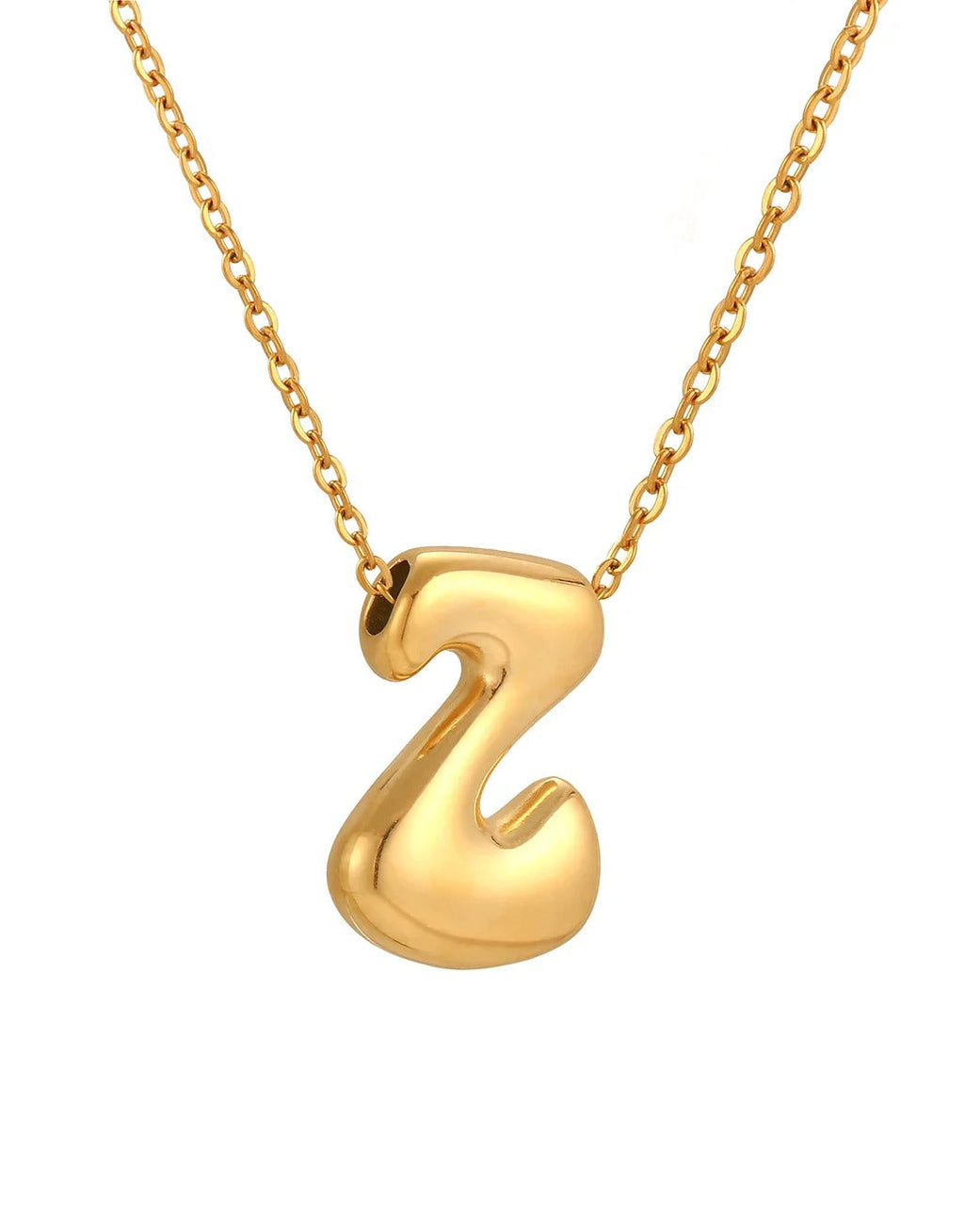 Siobhan Bubble Initial Letter Gold Necklace 45+5cm