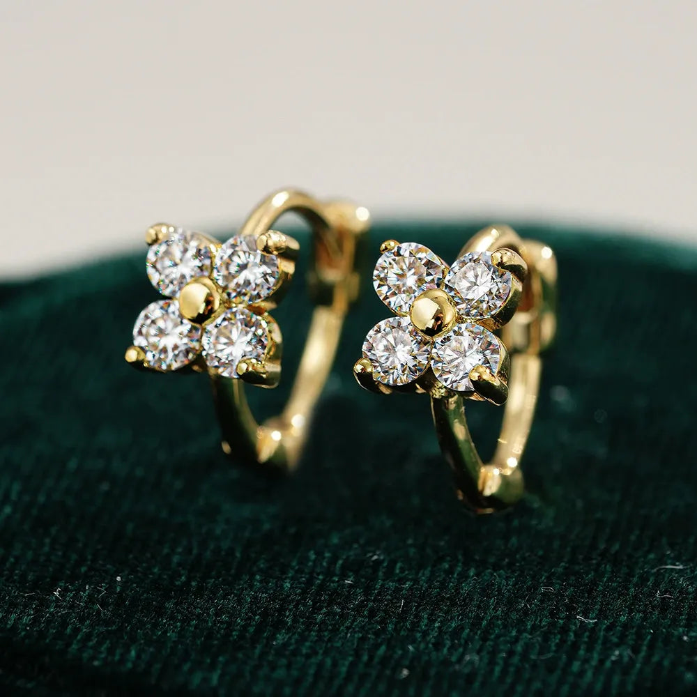 Alora 4 Leaf Clver Hoop  Earrings | Waterproof 18k Gold
