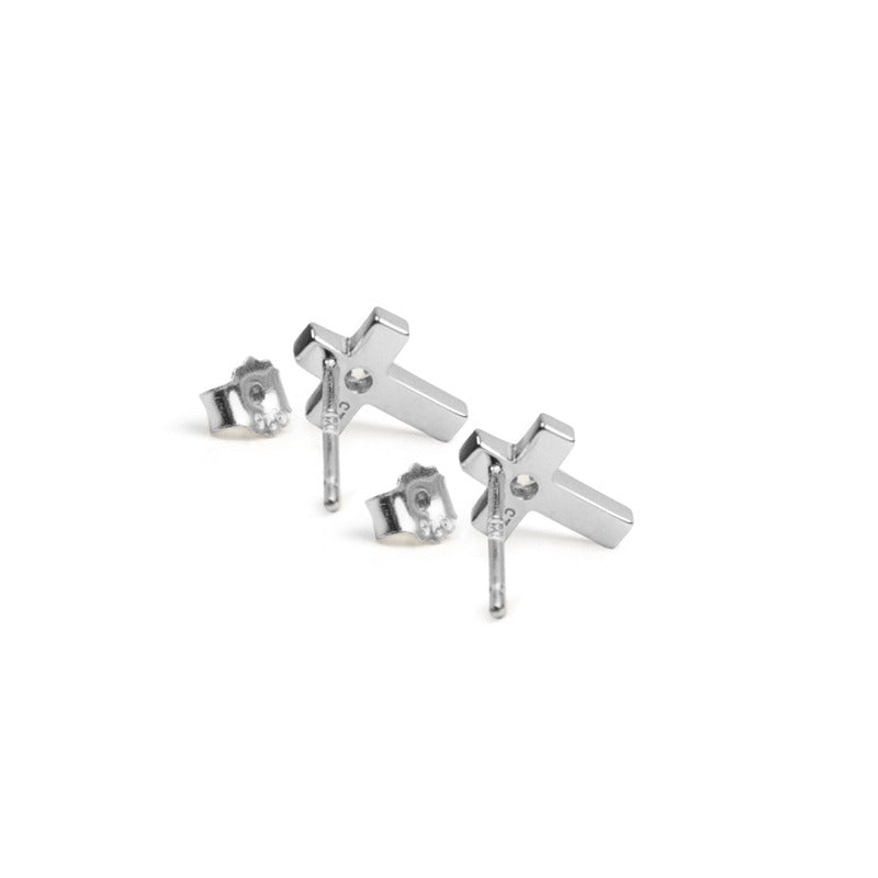 Allora Cross Faith Studs | Waterproof 18k Gold & Silver