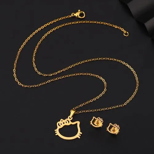 Daisy Cute Kitty Pendant necklace  | Waterproof 18k Gold