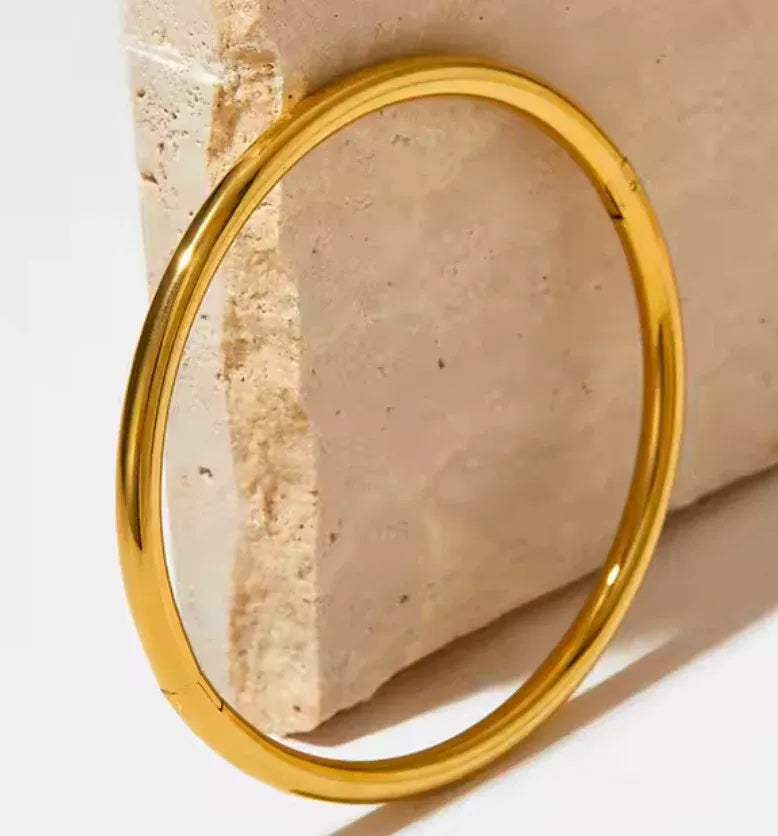 Sema Slim Plain Hinged Bangle Bracelet | Waterproof 18k Gold & Silver