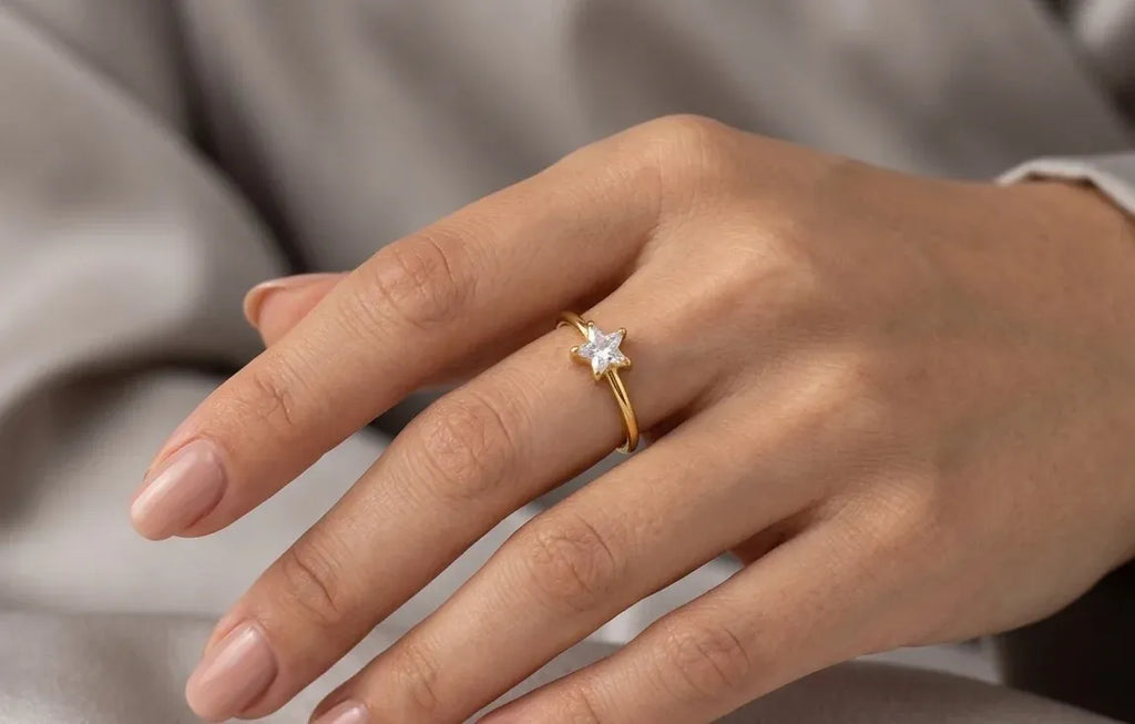 Dolcy Crystal Star Open Ring | Waterproof 18k Gold