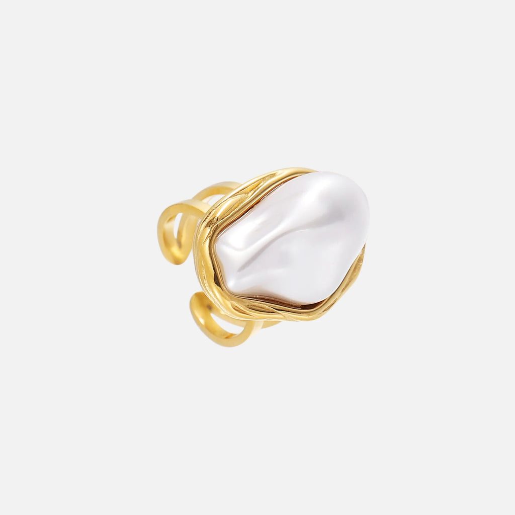 Aurea Baroque Pearl Adjustable Ring | Waterproof 18k Gold