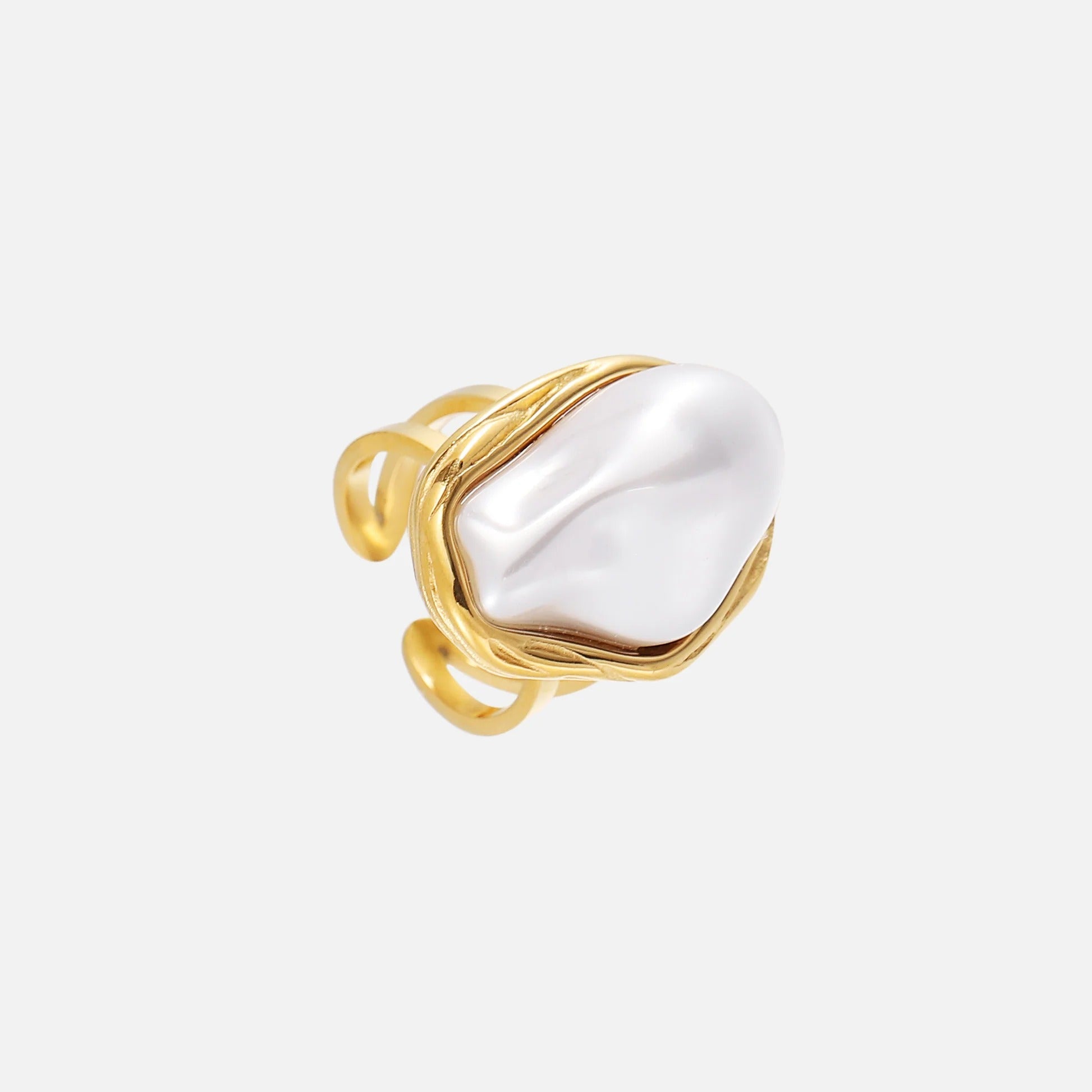Aurea Baroque Pearl Adjustable Ring | Waterproof 18k Gold