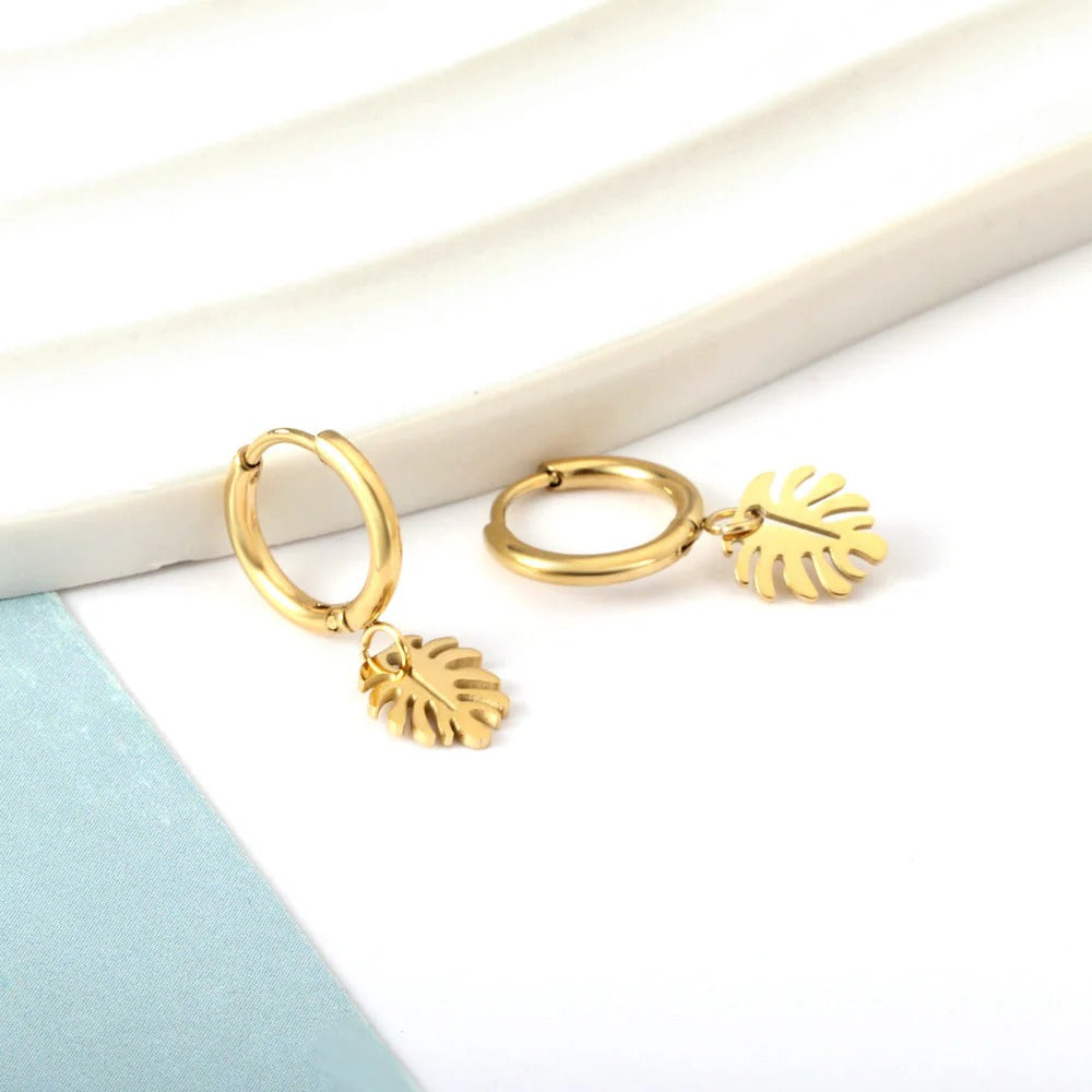 Rinko Leaf Huggie Hoops