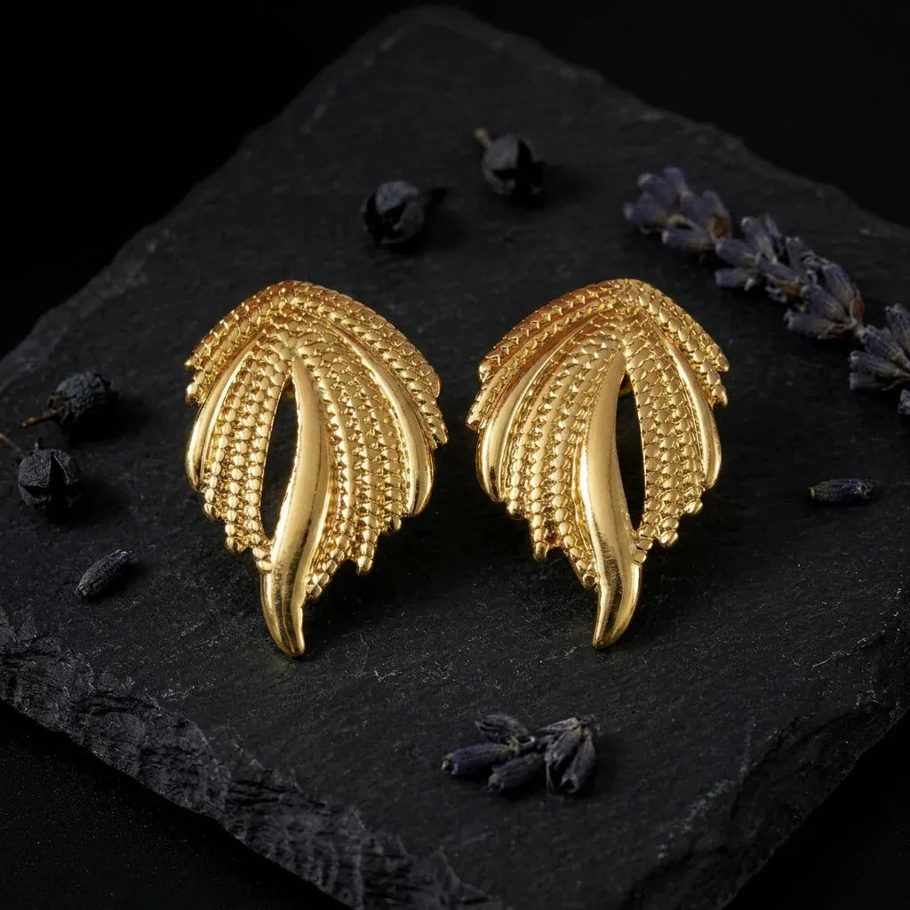 Cressida Frond Stud Earrings | Waterproof 18k Gold