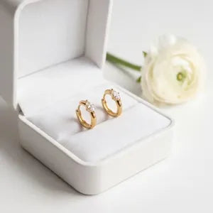 Alina Marquise CZ Huggie Earrings | Waterproof 18k Gold