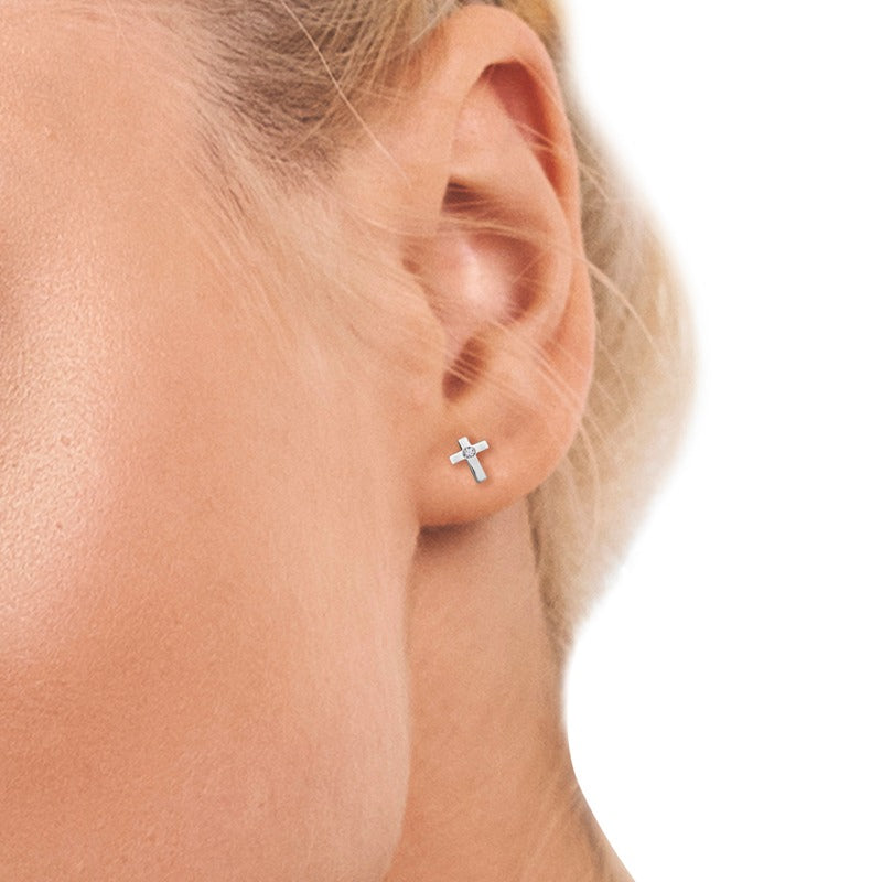 Allora Cross Faith Studs | Waterproof 18k Gold & Silver