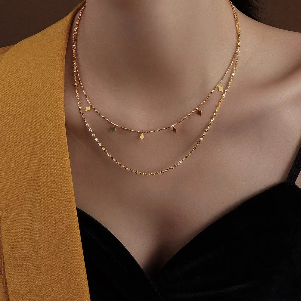 Bellamy Double Layer Necklace | Waterproof 18k Gold