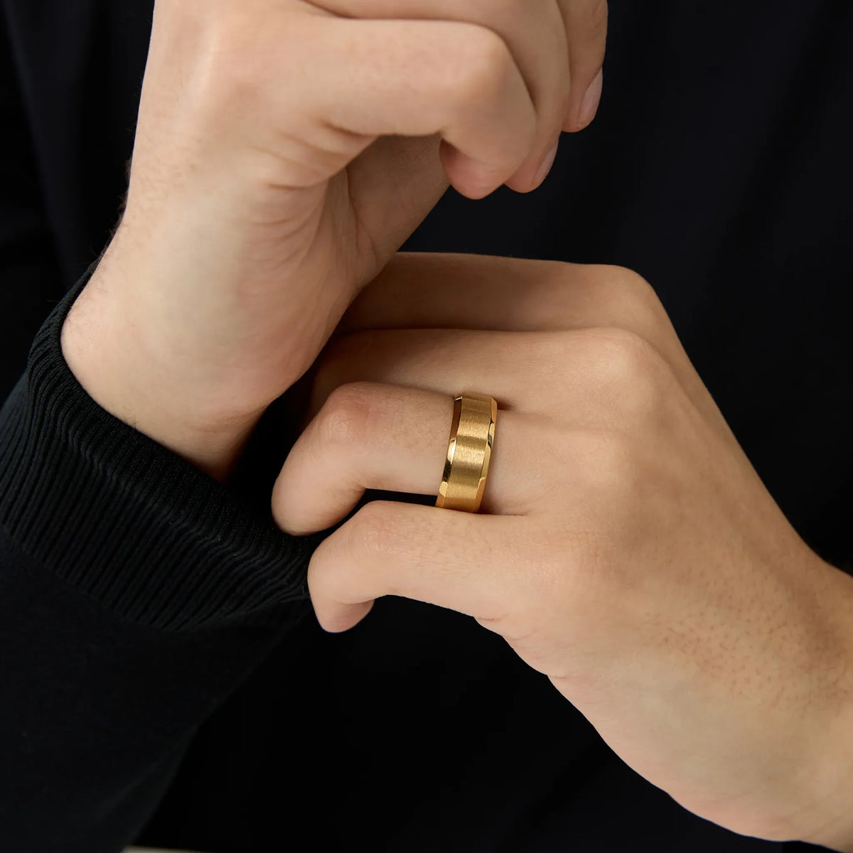 Faye Brushed Plain 8MM Band Ring | Waterproof 18k Gold