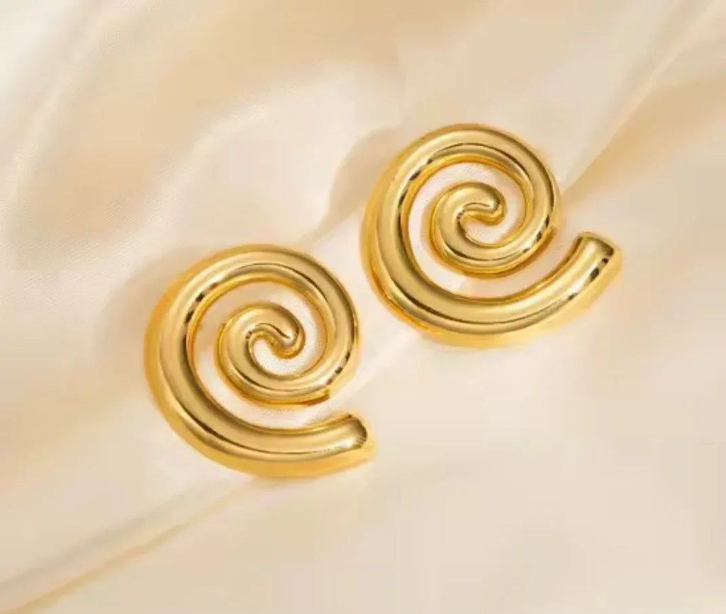 Bella Spiral Stud Earrings | Waterproof 18k Gold