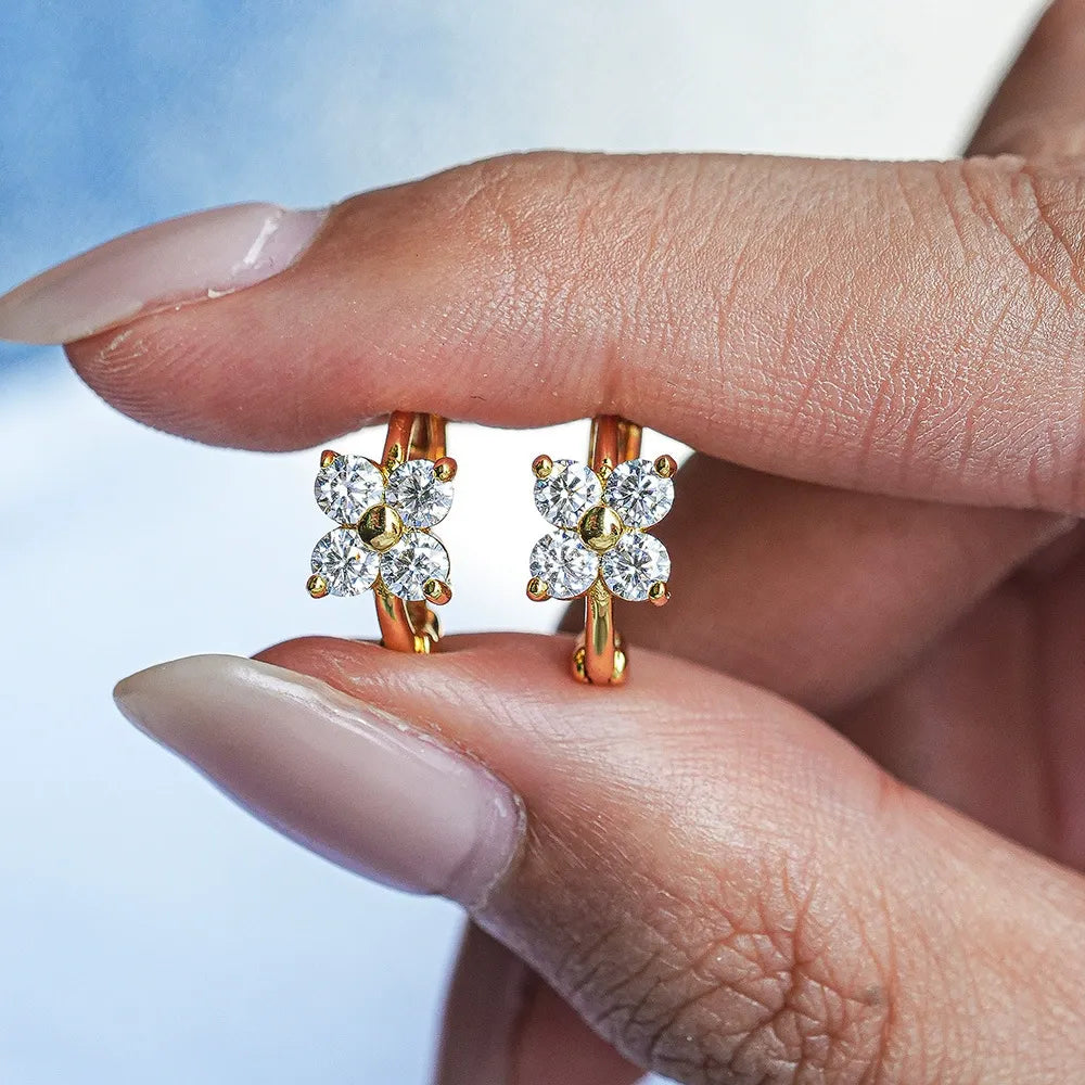 Alora 4 Leaf Clver Hoop  Earrings | Waterproof 18k Gold