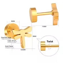 Moonlit Cute Dragonfly Flat Back Studs - Gold & Silver