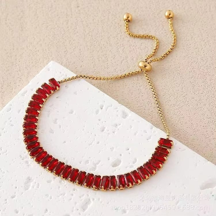 Laoise Baguette Red Ruby Slider Tennis Bracelet