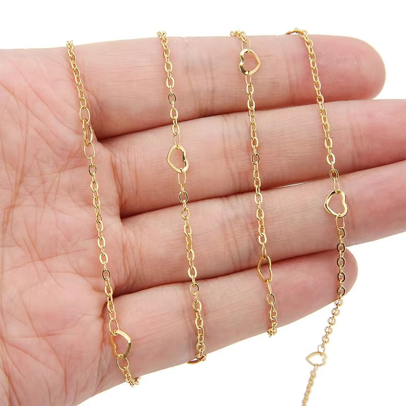Rowan Custom Cut Hearts Chain 1.5mm Gold