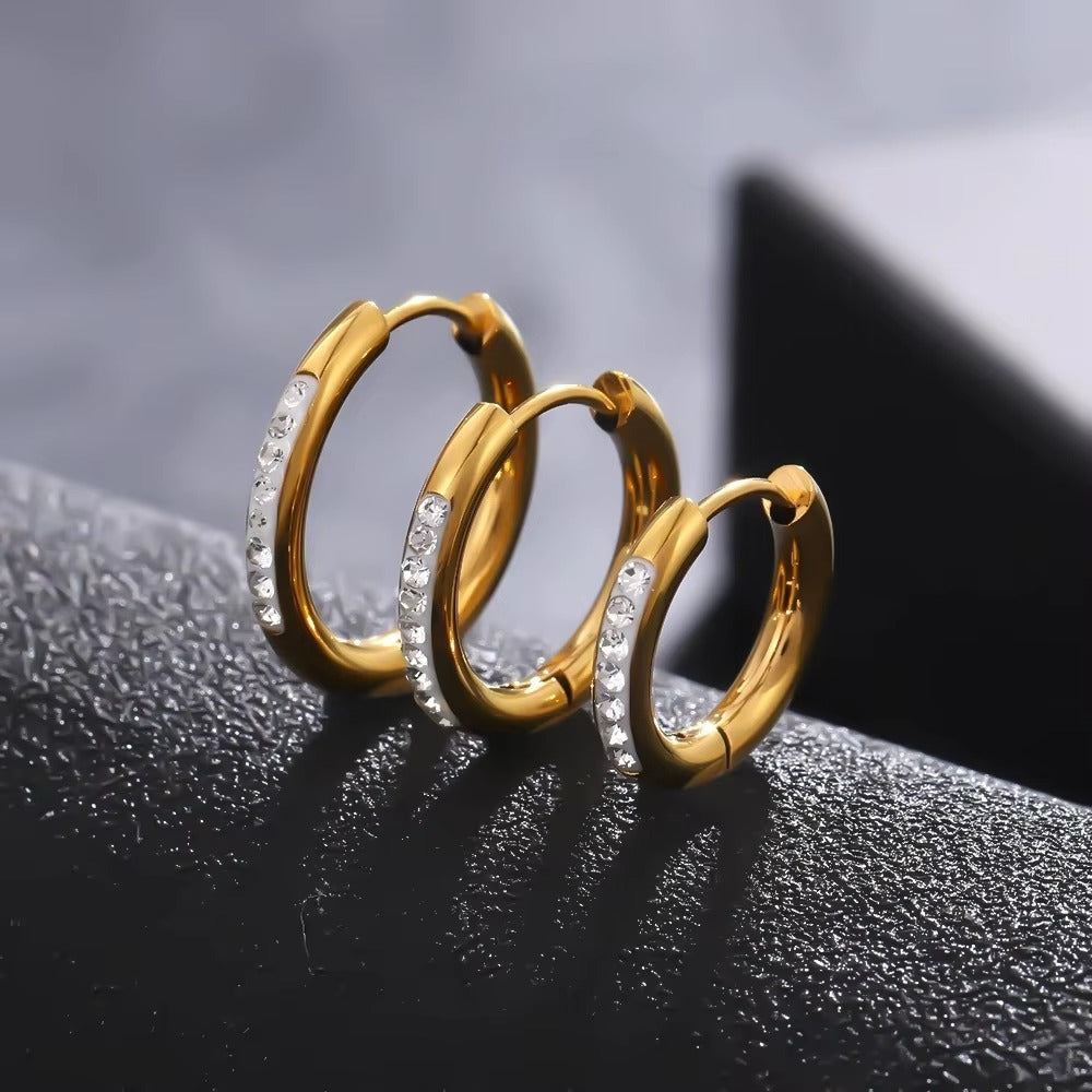 Aoife Micro Pave CZ Gold Huggie Hoops