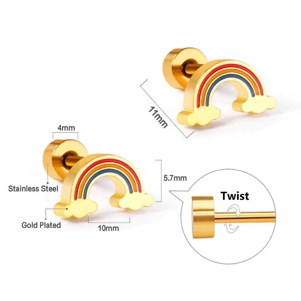 Hazel Rainbow Flat Back Studs - Gold & Silver