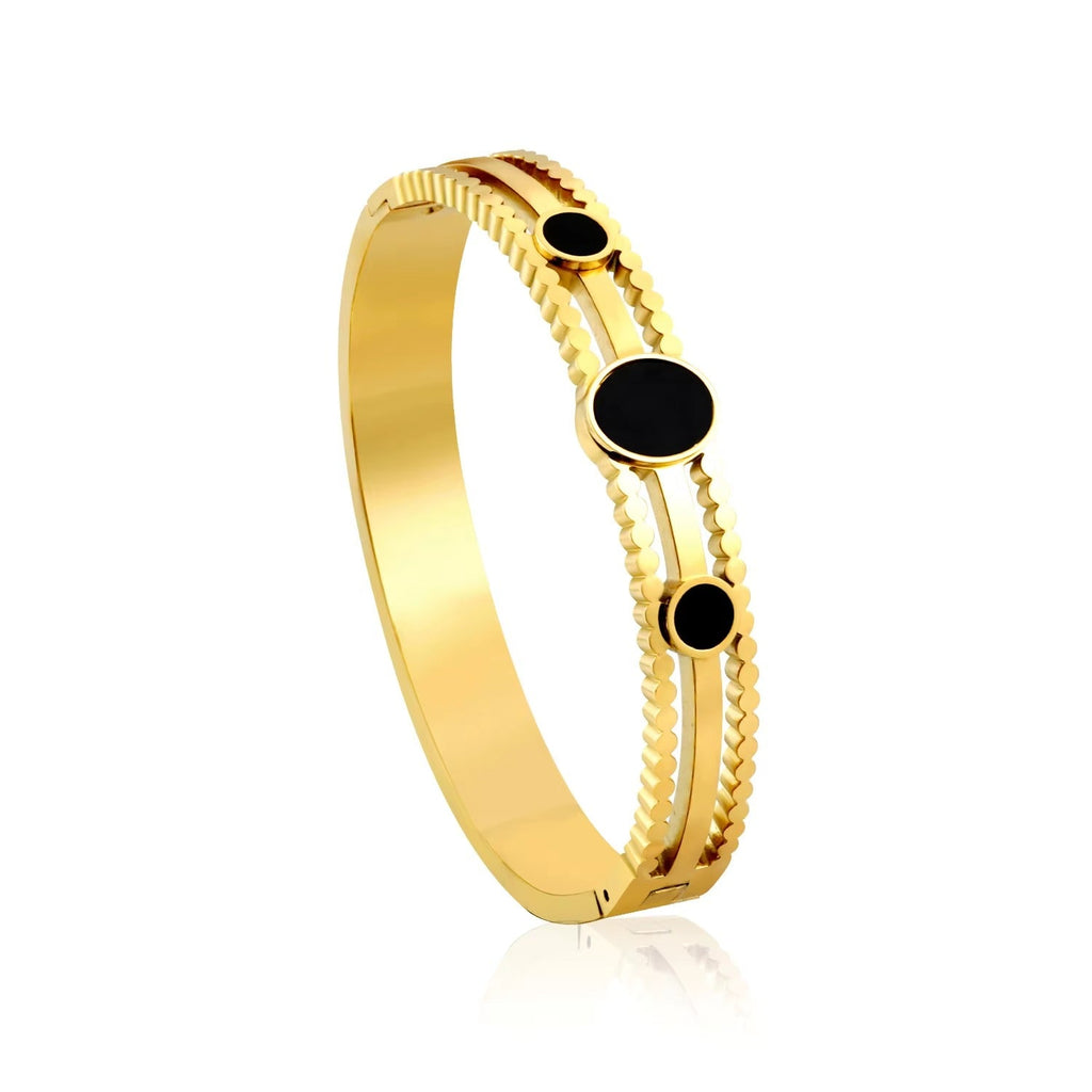 Eimear Black Onyx Hinged Bangle Bracelet