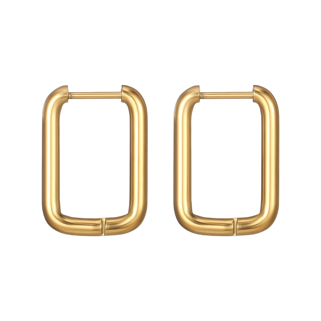 Marrisa Rectangular Hoops | Waterproof 18k Gold, Silver & Black