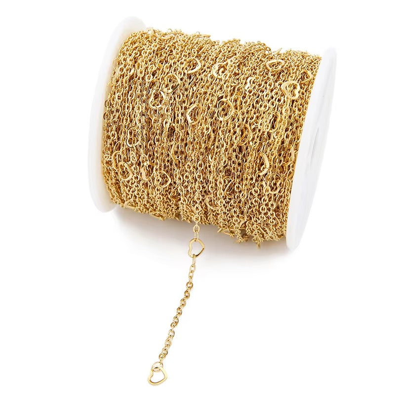 Rowan Custom Cut Hearts Chain 1.5mm Gold