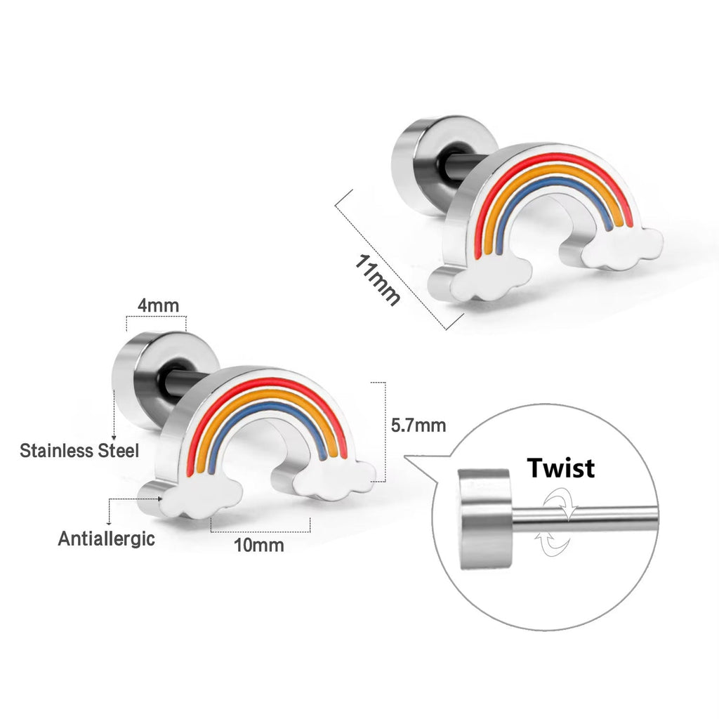 Hazel Rainbow Flat Back Studs - Gold & Silver