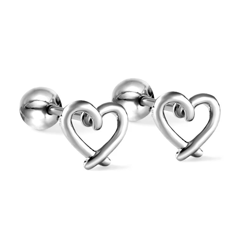 Silvana Hollow Heart Flat Back Studs - Gold & Silver