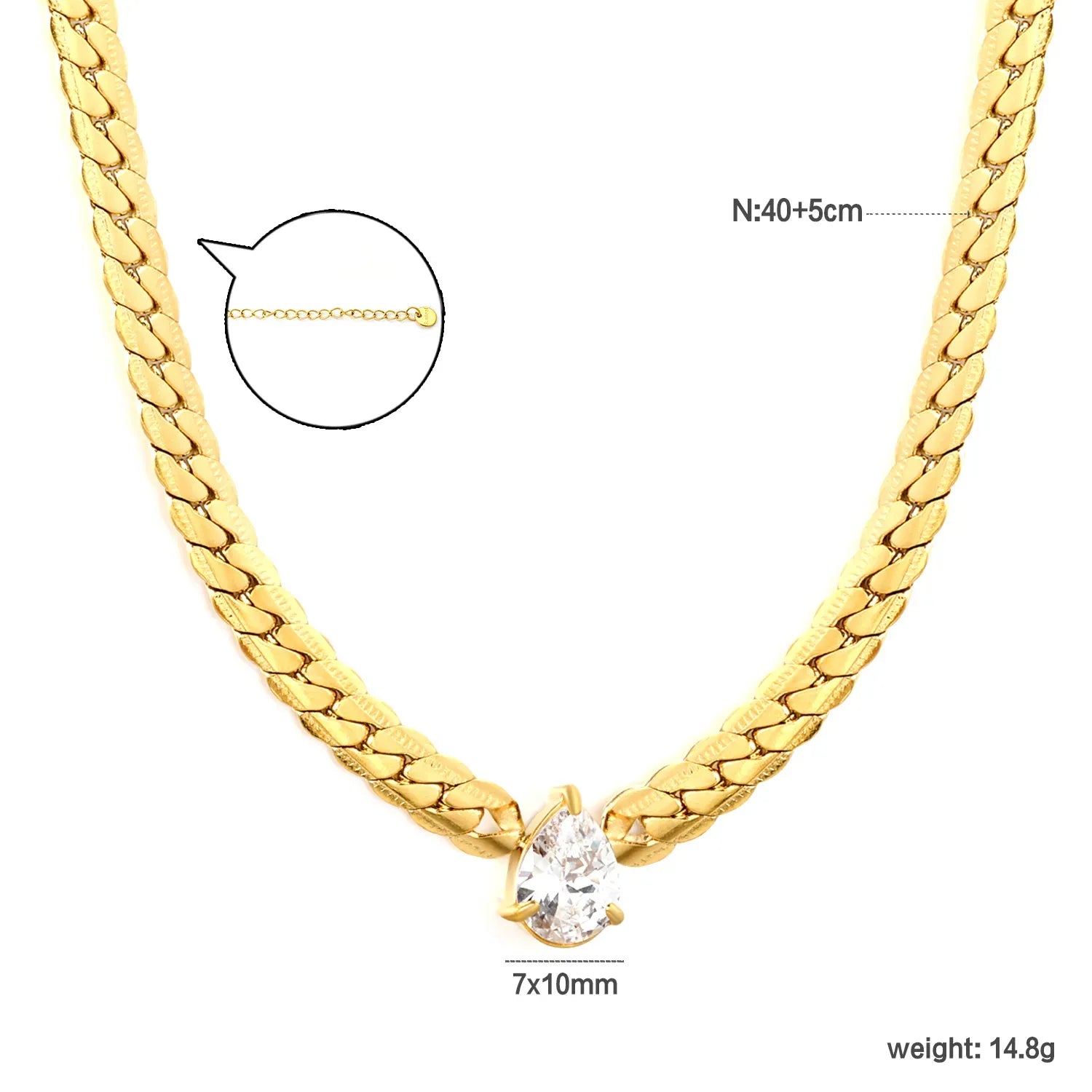Alison Pear Cut Solitaire Necklace | Waterproof 18k Gold