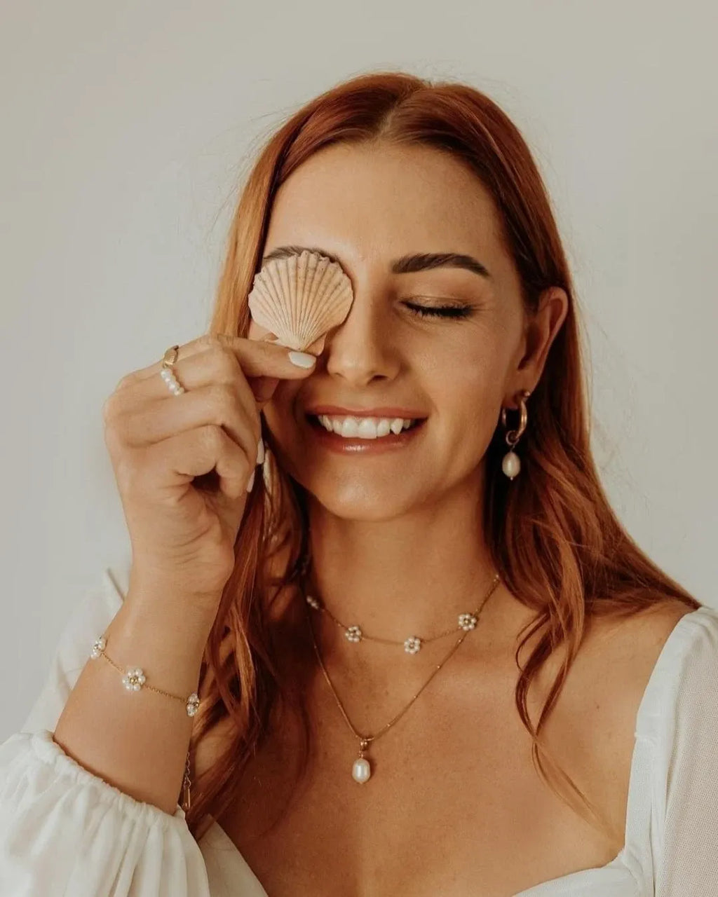 Ava Ocean Charm Pearl Necklace | Waterproof 18k Gold