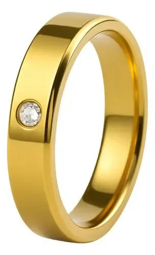 Esha Single Stone 4MM Band Ring | Waterproof 18k Gold