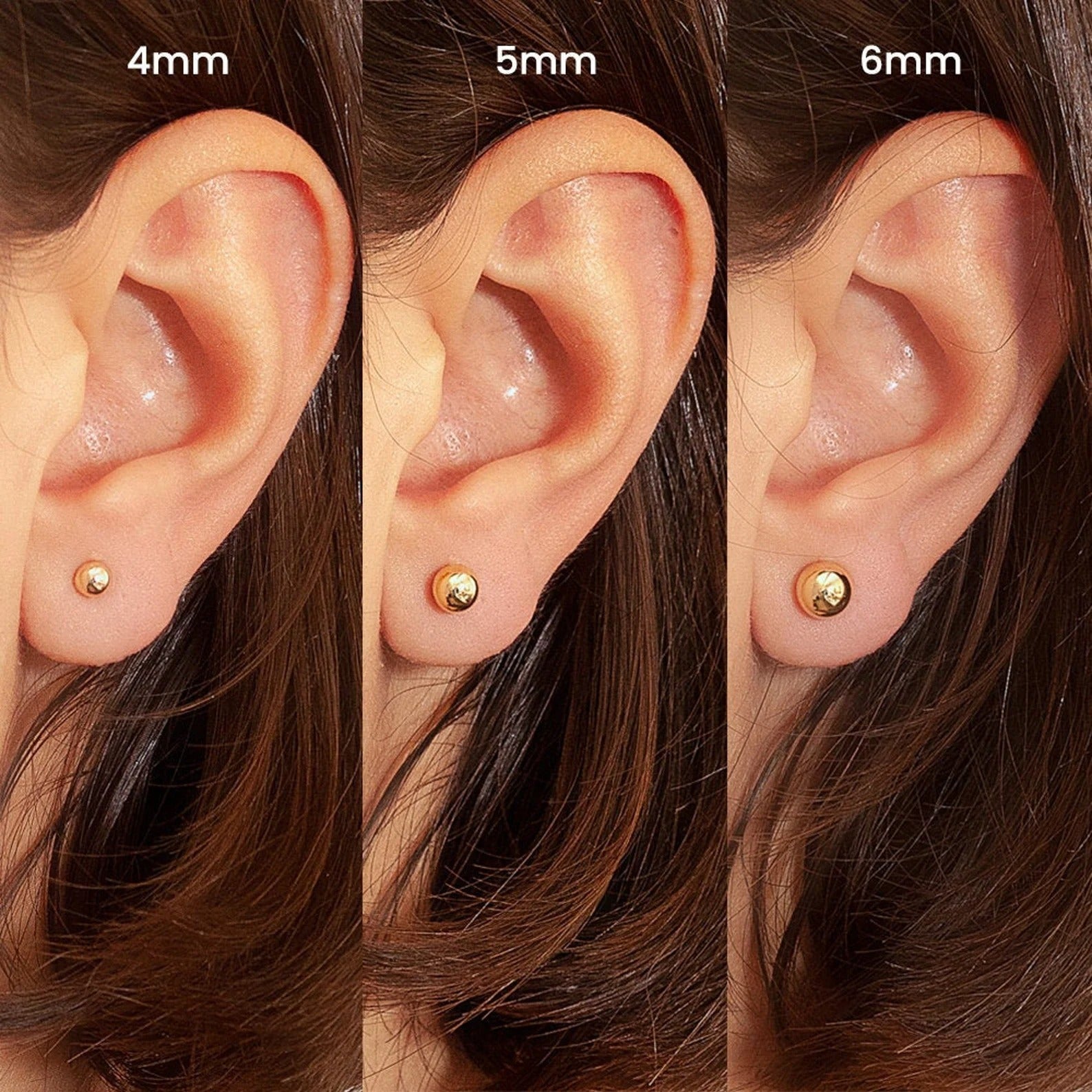 Athena Round Button Studs | Waterproof 18k Gold, Silver & Black