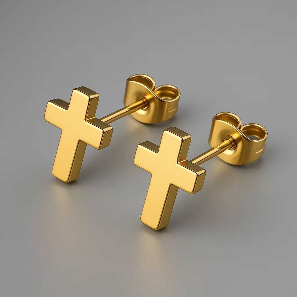 Allison Cross Faith Studs | Waterproof 18k Gold & Silver