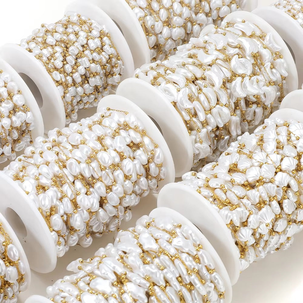 Aidan Custom Cut Pearl Chain 1.5mm Gold