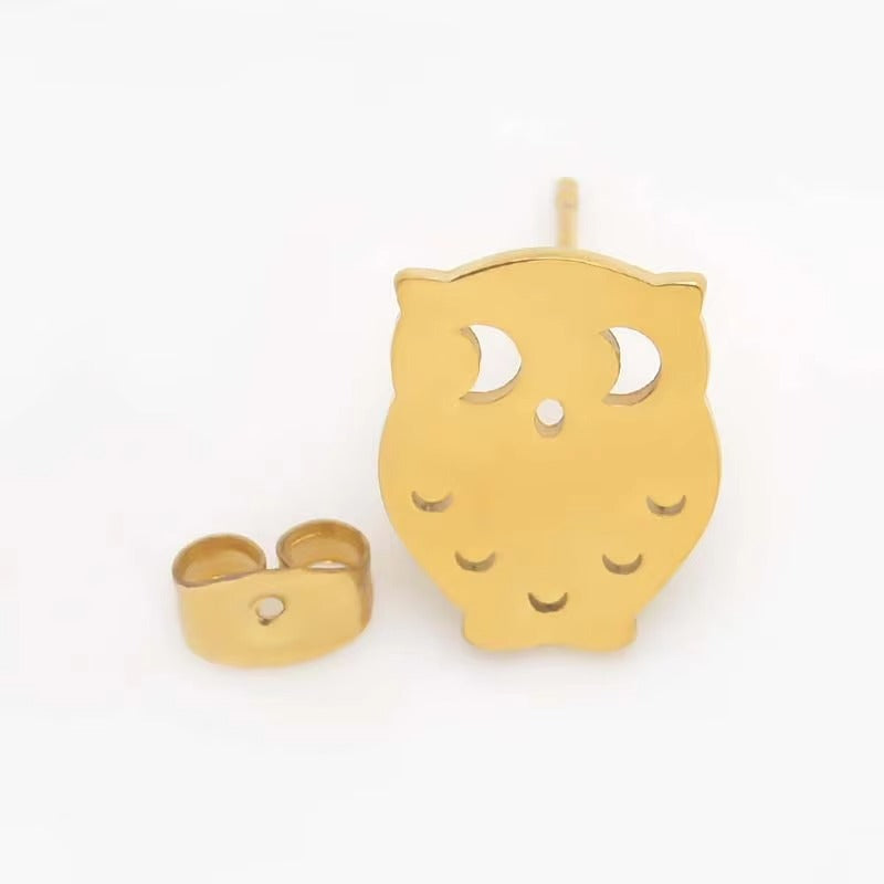 April Lucky Owl Studs | Waterproof 18k Gold & Silver