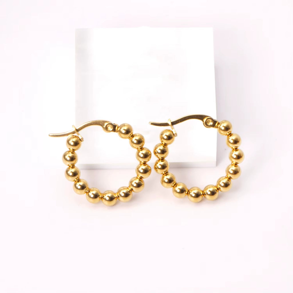 Chloe Beaded Hoops | Waterproof 18k Gold & Silver