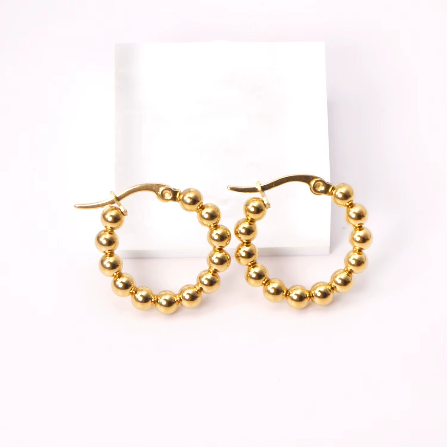 Chloe Beaded Hoops | Waterproof 18k Gold & Silver