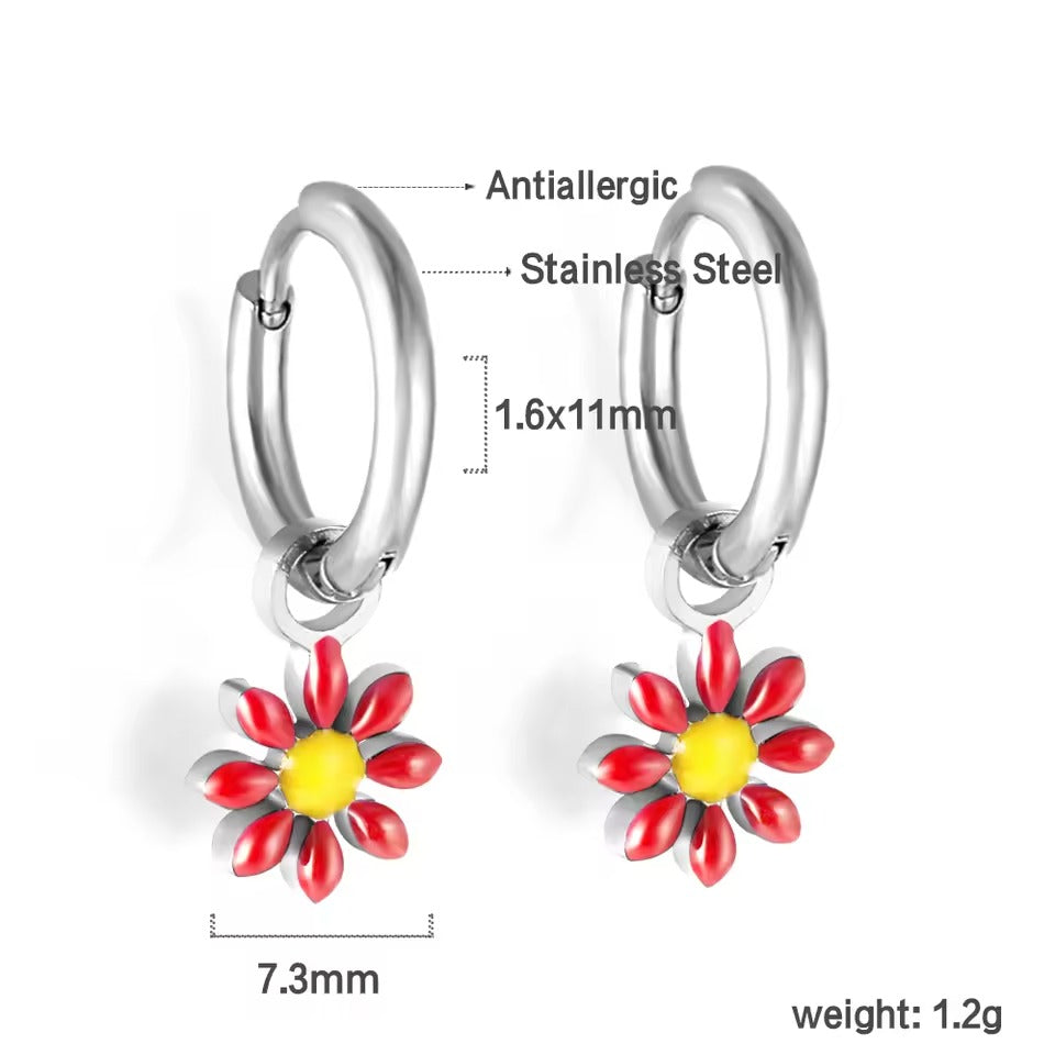 Blush Flower Huggie Hoops