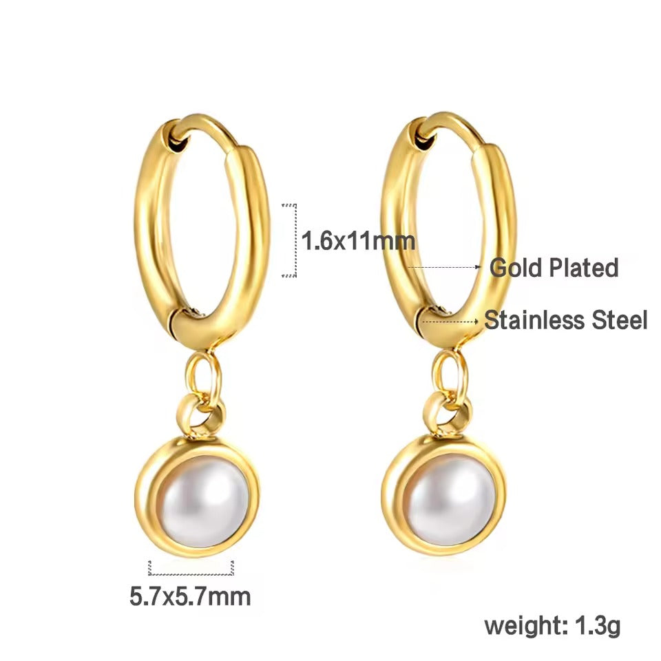 Azure Pearl Huggie Hoops